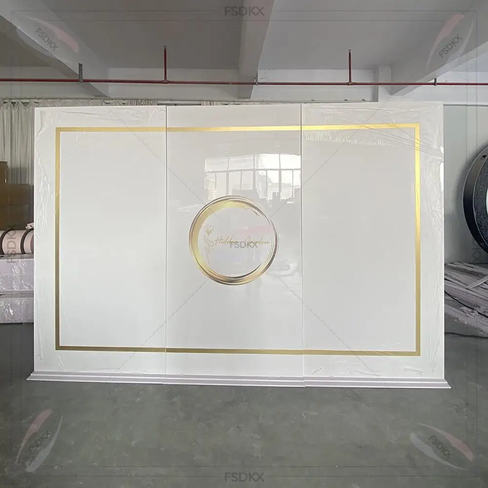 

2025 Popular PVC Acrylic Panel Wedding Stage Background Decoration Luxury Background White Glossy Background