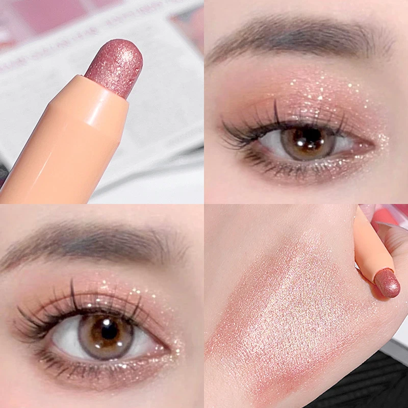 Impermeável Pearlescent Sombra Stick Lápis, Glitter, Shimmer, Silkworm, Liner Pen, High-Gloss Cosméticos, Maquiagem Beleza