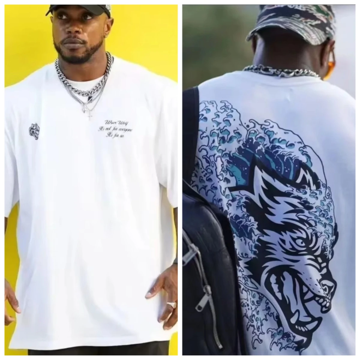 

Футболка высокого качества DARCSPORT с головой волка, летняя городская спортивная свободная повседневная мужская футболка с круглым вырезом, хлопковая футболка для пар