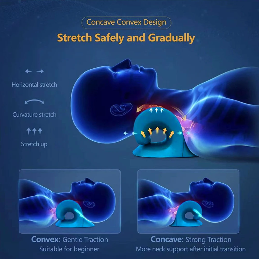 Heated Neck Stretcher for Neck Pain Relief Orthopedic Cervical Traction Device Pillow Heating Shoulder Relaxer Shiatsu Massager