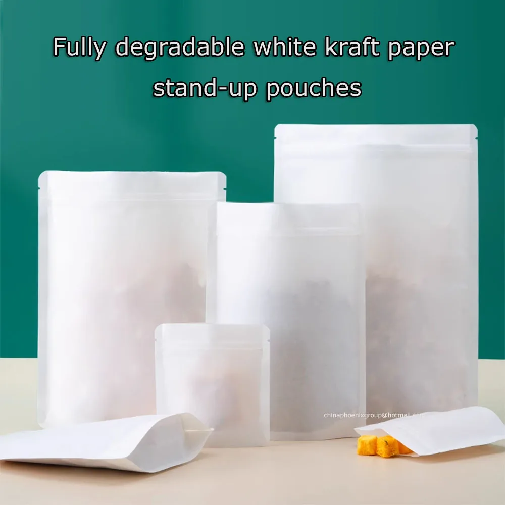 

20Pcs Biodegradable Kraft Paper Self-Sealing Tea Storage Bags - Degradable Airtight For Coffee/Herbs Stand-Up Pouch With Zipper