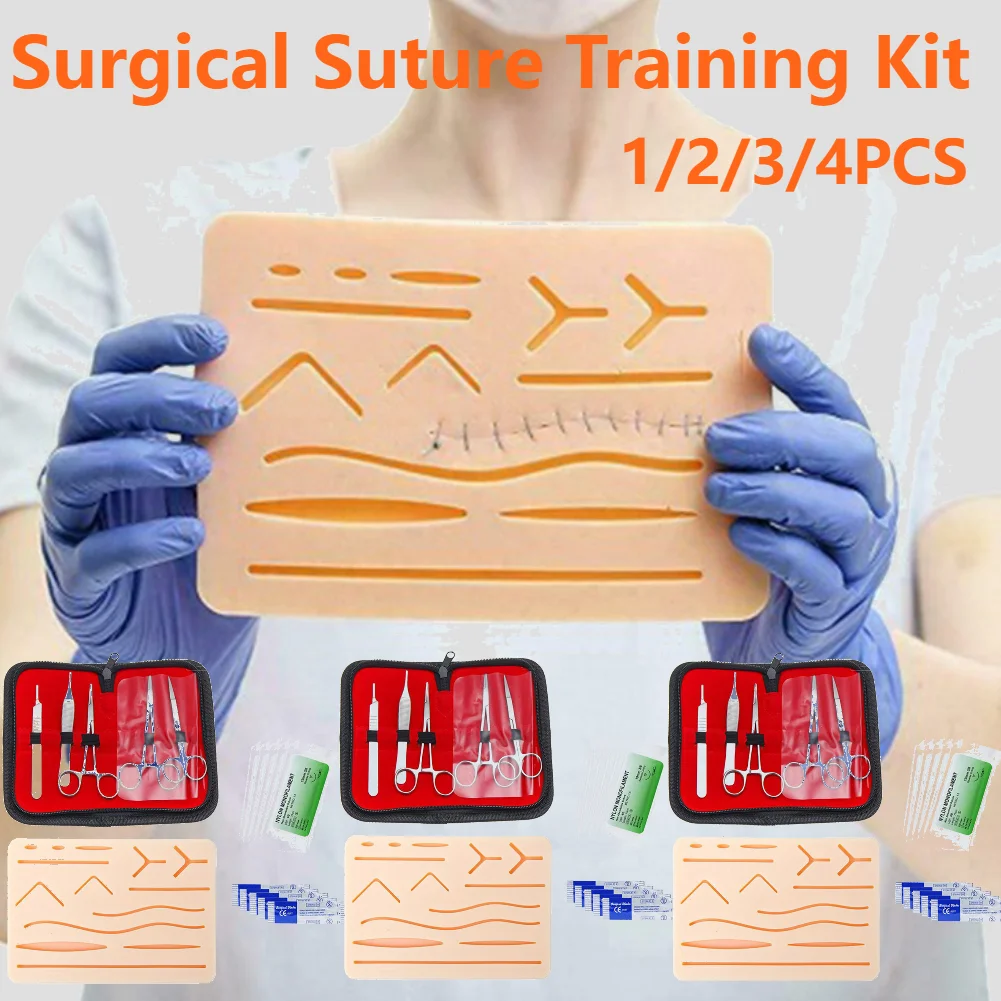 4/3/2/1Set Medical Students Suture Practice Kit Surgical Training with Skin Pad Model Tool Set Educational Teaching Equipment