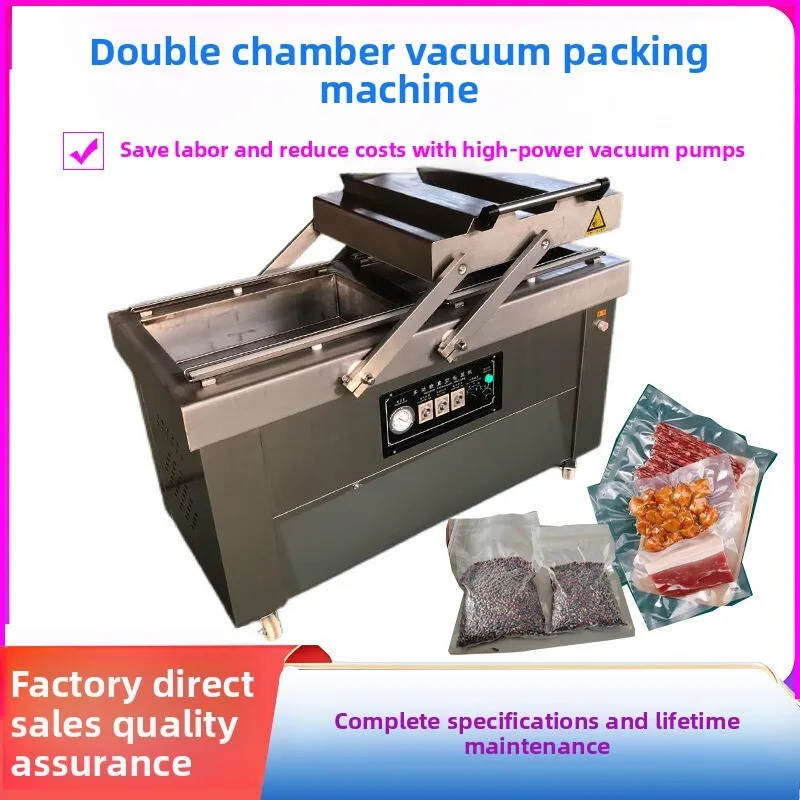 

In Stock Double Chamber 600 Vacuum Dog Cat Food Sealing Sausage Sea Cucumber Packaging Machine