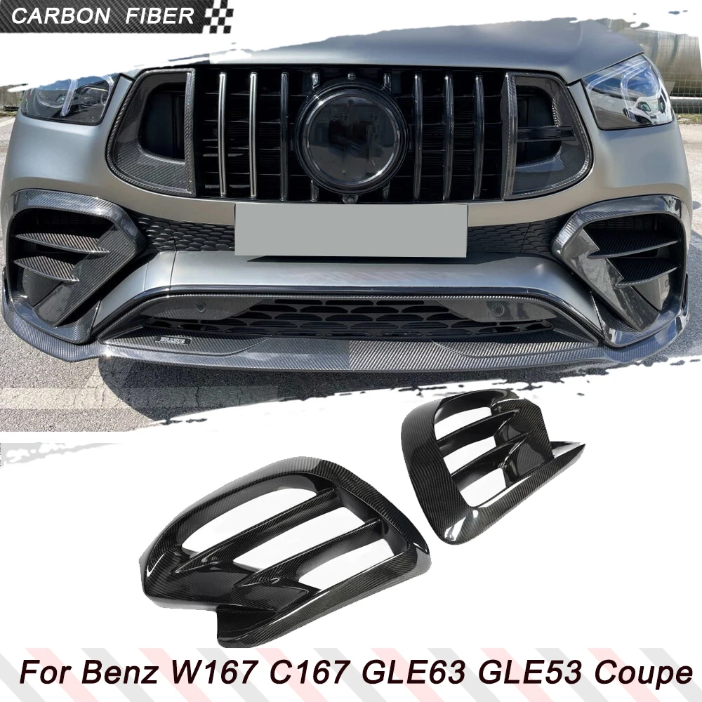 

Carbon Fiber Car Front Fins Air Vent Cover Fit For Benz W167 GLE450 GLE63 GLE53 Coupe Car Front Air Vent Cover Canards Body Kits