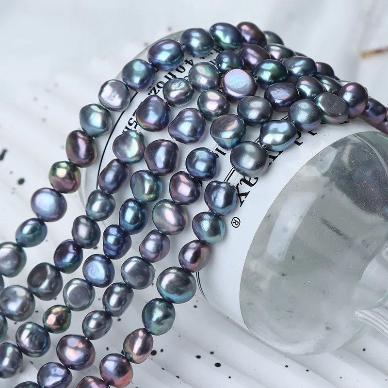 

9-10mm Peacock-colored Natural Freshwater Pearl Irregular Shape Semi-finished Beads for Jewelry Making DIY Necklace Accessories