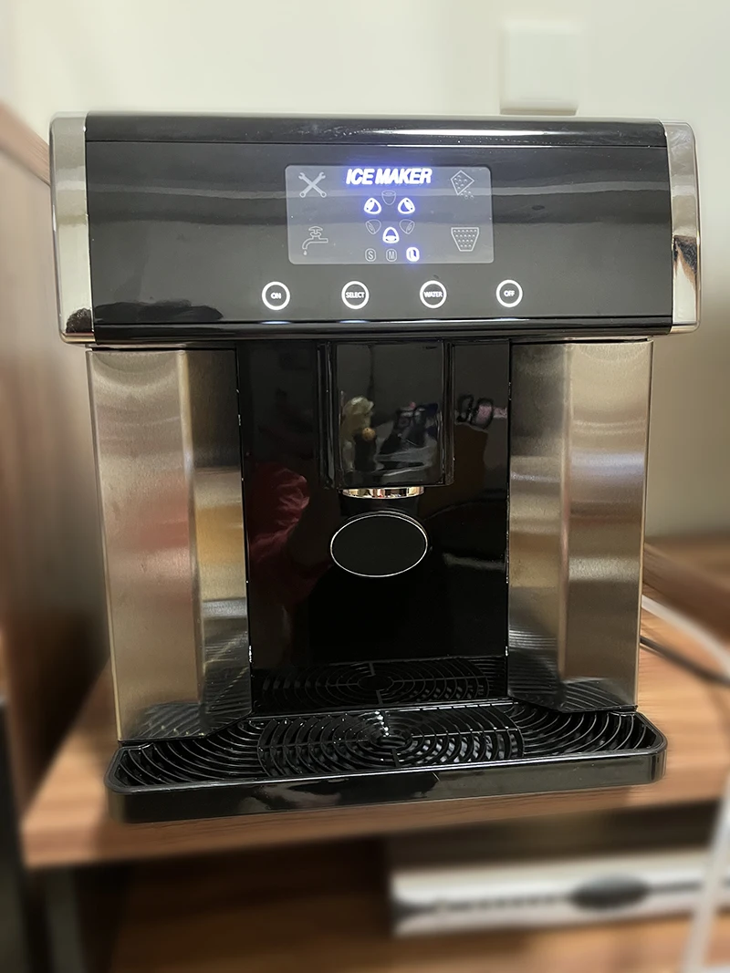 Commercial Ice Maker 10 To 15kg ice generator Cold Water Function ZB-10E Round Ice Automatic Ice Drop Machine English Version