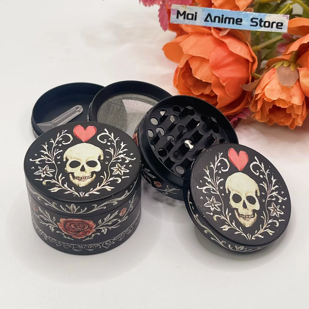 2in Skull Herb Grinder Salt Pepper Manual 4-layer Metal Mill Spice Pestle Mortar Tobacco Raw Grass Grinder Smoke Cigarette Tool
