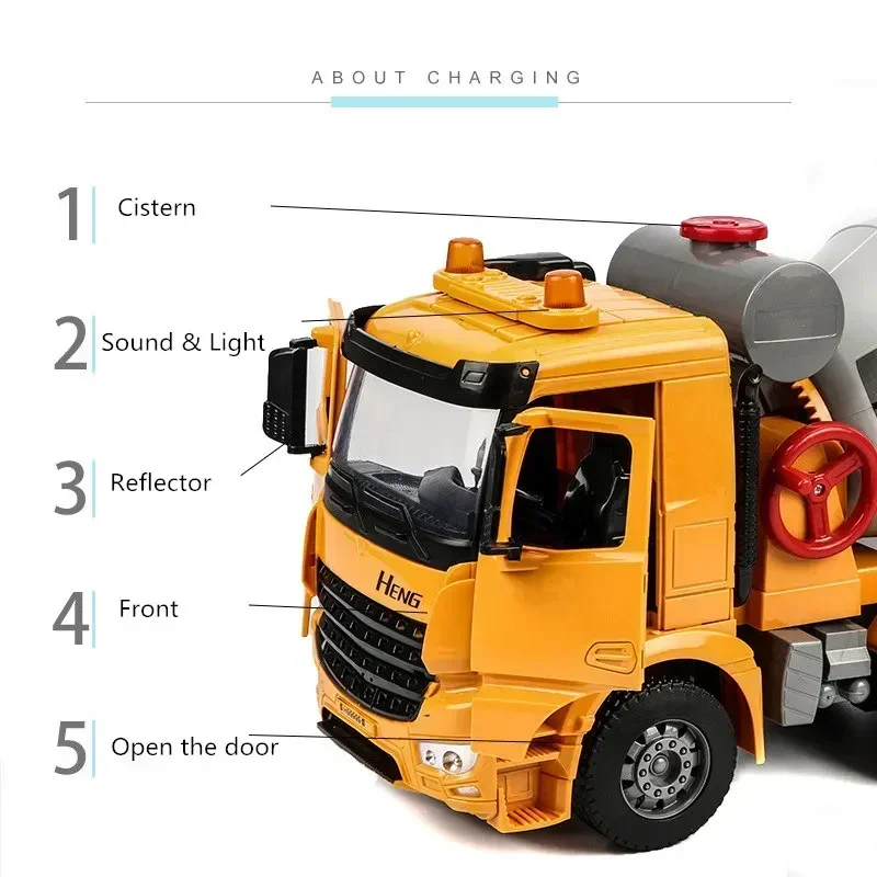 1:18 Simulation Engineering vehicle can really stir Mixer truck toy model Sound and Light car cementing Concrete car kids gift