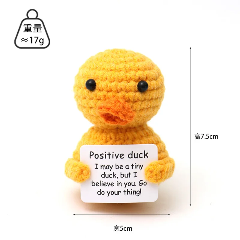 New Crochet Positive Energy Bear Duck Bee Dolls with Card Home Room Decoration Handmade Yarn Wool Knitted animal Ornament Gift