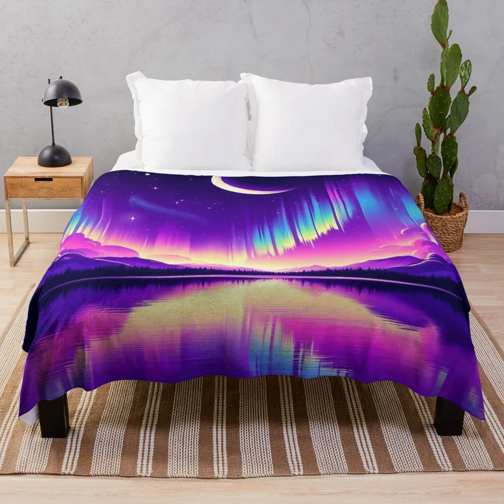 Violet Symphony: Nocturnal Kaleidoscope Throw Blanket Summer Thermal Blankets