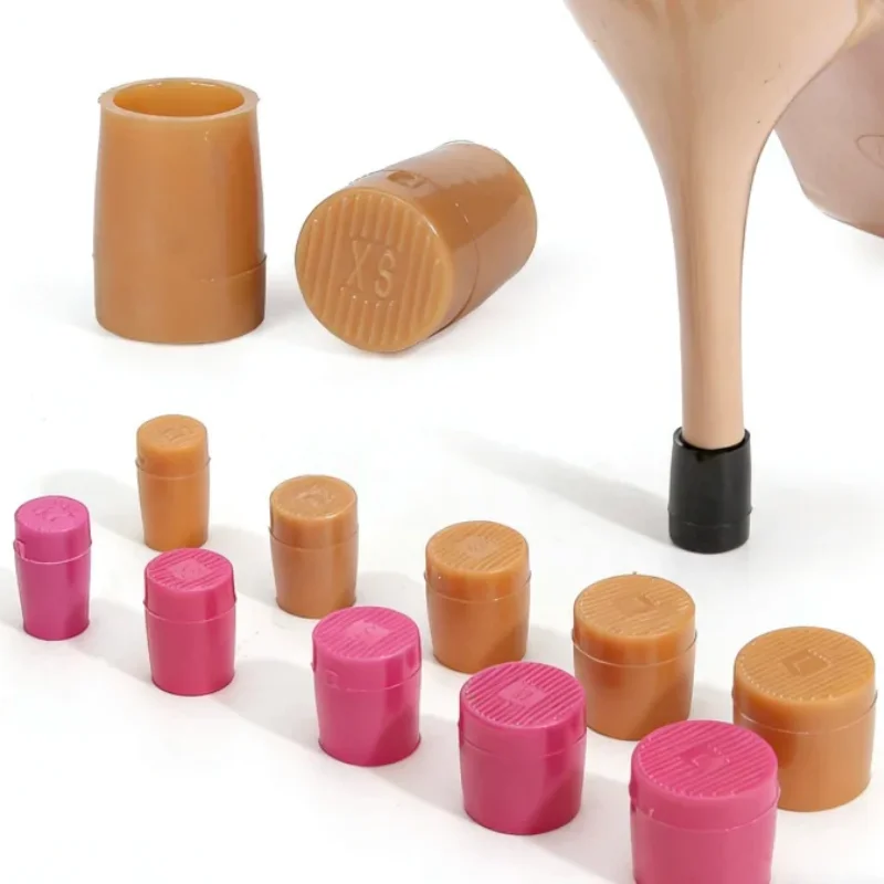 XX/XS/S/M/L امرأة عالية الكعب أغطية الحذاء مادة مربعة لينة التخميد كعب حامي كاتم الصوت عدم الانزلاق كعب حامي