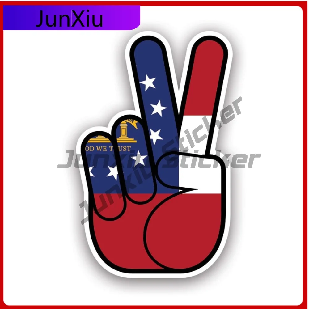 Street Georgia State Shaped Peace Sign Sticker Uv Protected Decalsv Hand Nuclear Disarmament Hippie Ga Cool Sticker Durable