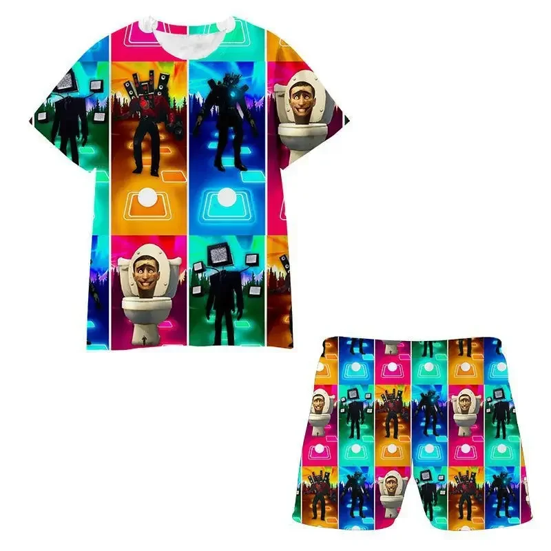 Skibidi Toilet Boys T Shirt Sets Fashion New Summer Clothes Boy Suit 3d Print Children Set Girl Short Sleeve Kids T-shirts Suits