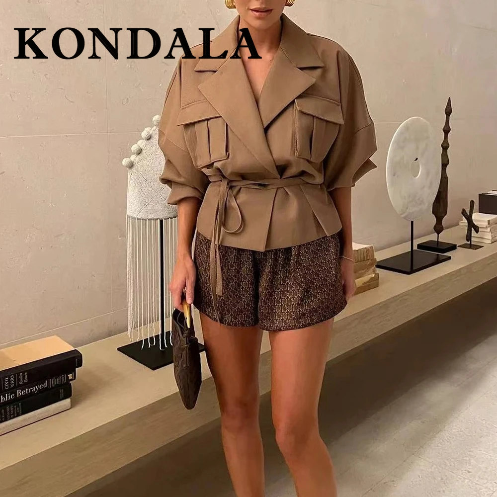 

KONDALA цвета хаки, осень, Англия, 2025 г., женская ветровка, свободные пальто на одной пуговице с поясом и карманами, уличная одежда, повседневное женское ветровое пальто