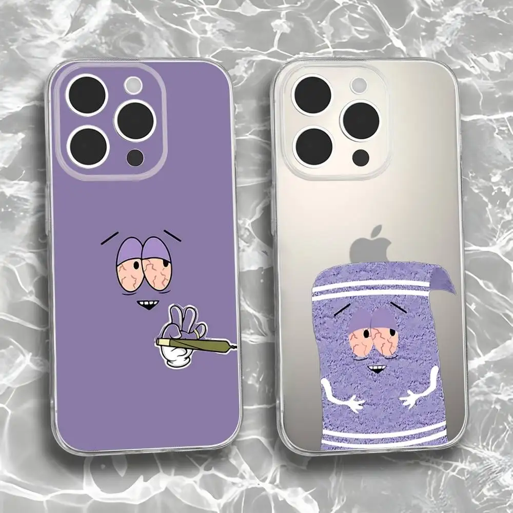 

Funny Towelie S-Southes P-Parks Phone Case For iPhone 16,15,14,13,12,11 Pro,Max,Plus,X,XS,XR,SE,Mini Transparent Silicone Soft