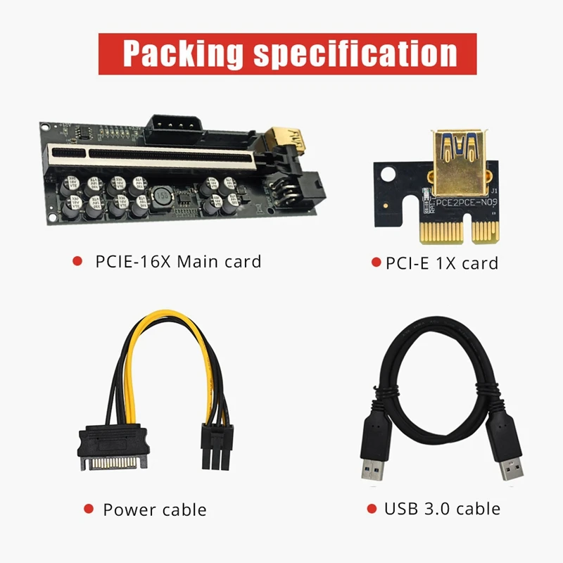 Top-VER018 Plus PCI-E Riser 1X To 16X Riser Card GPU Riser Extender Card PCIE USB3.0 Cable For Bitcoin Mining ETH