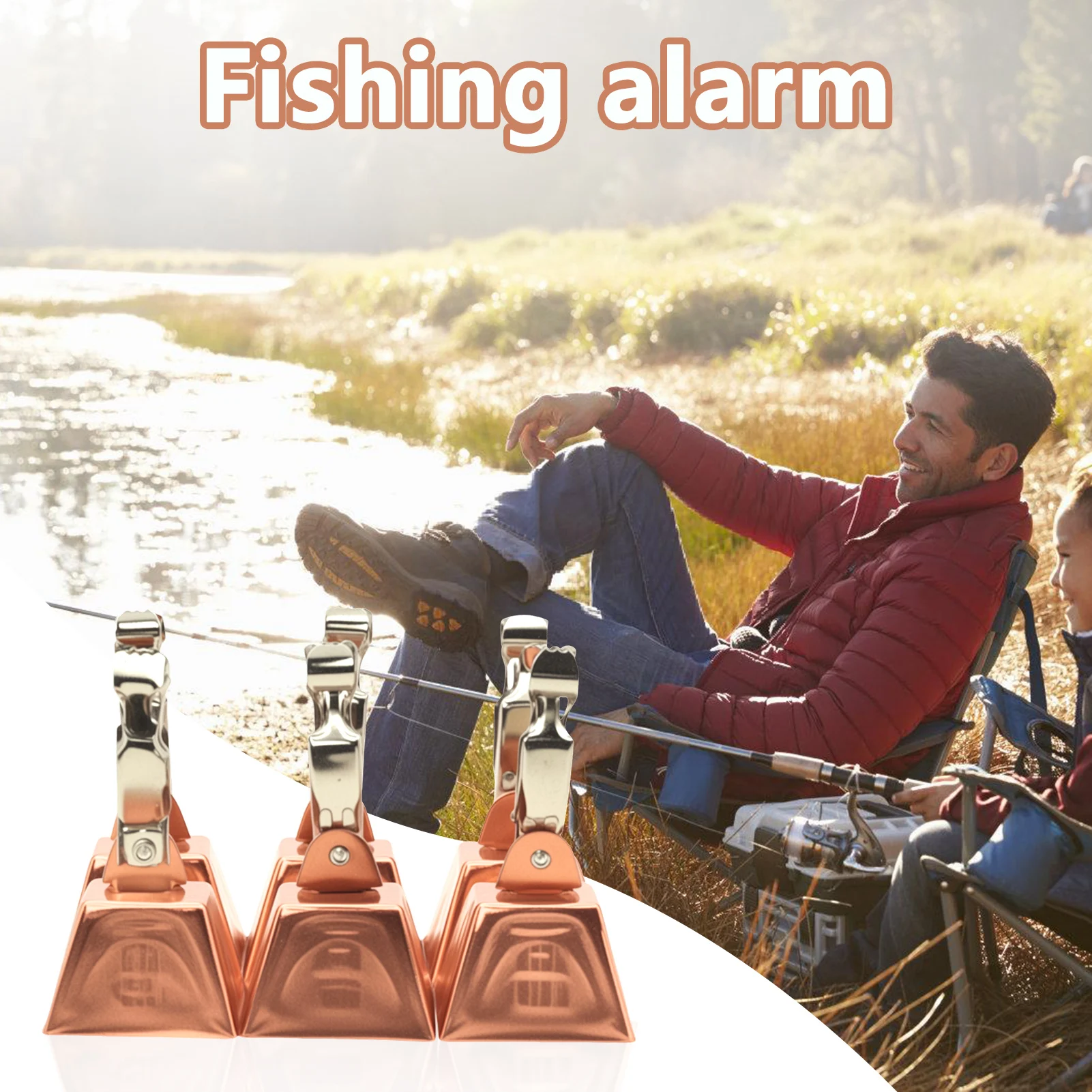 Fishing Bell Alarm Stainless Steel Bite Alert with Copper Finish for Casting Rod Loud Sound Fishing Accessories view 2