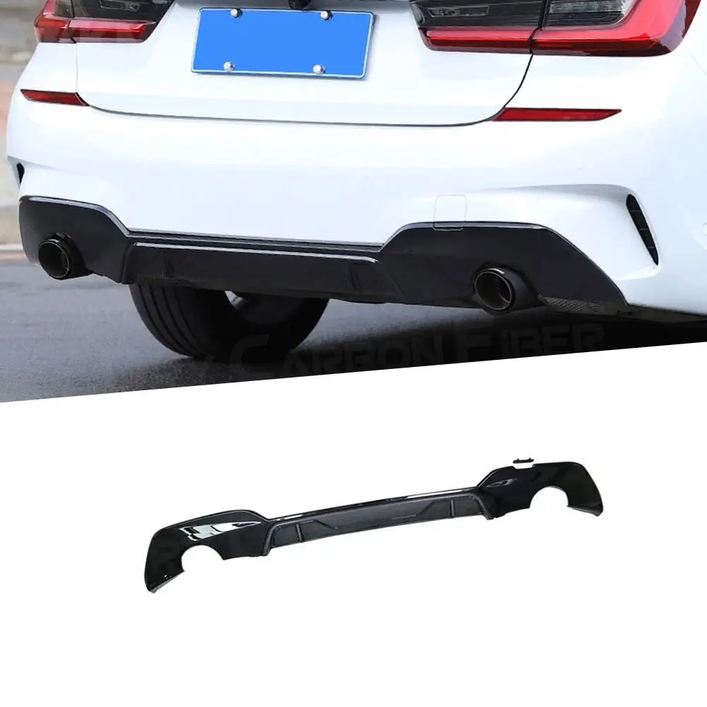 

For BMW 3 Series G20 G28 M Sport 2019 2020 Rear Lip Diffuser Round Exhaust Tip Type Black Bumper Lip Protector Spoiler PP Black