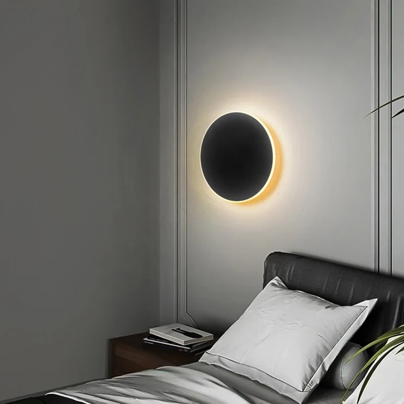 Round Wall Lamp With Human Touch Motion Sensor Aluminum Acrylic LED Lighting Modern Style Bedroom Bedside Table Staircase Aisle