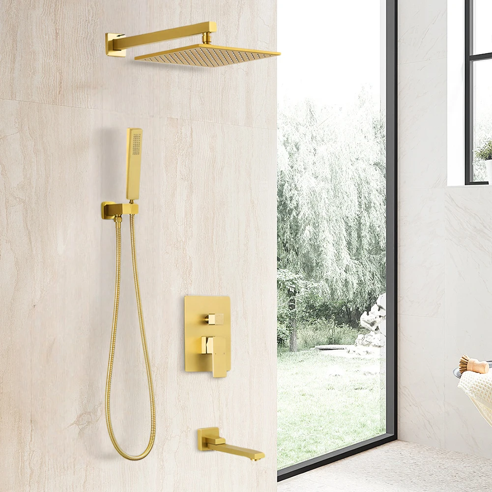 

10 Inch All-Copper Shower Head with Handshower Top Shower Head Square Shower Head for Home Bathroom Accessories