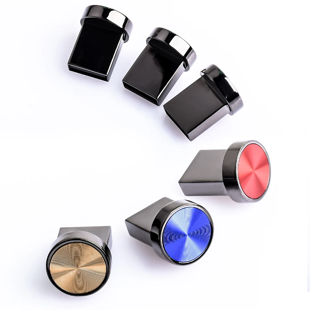 Mini Metal Button USB Flash Drives 128GB Blue Memory stick 64GB Fashion Water Proof Pen drive 32GB Mobile Storage Disk 16GB