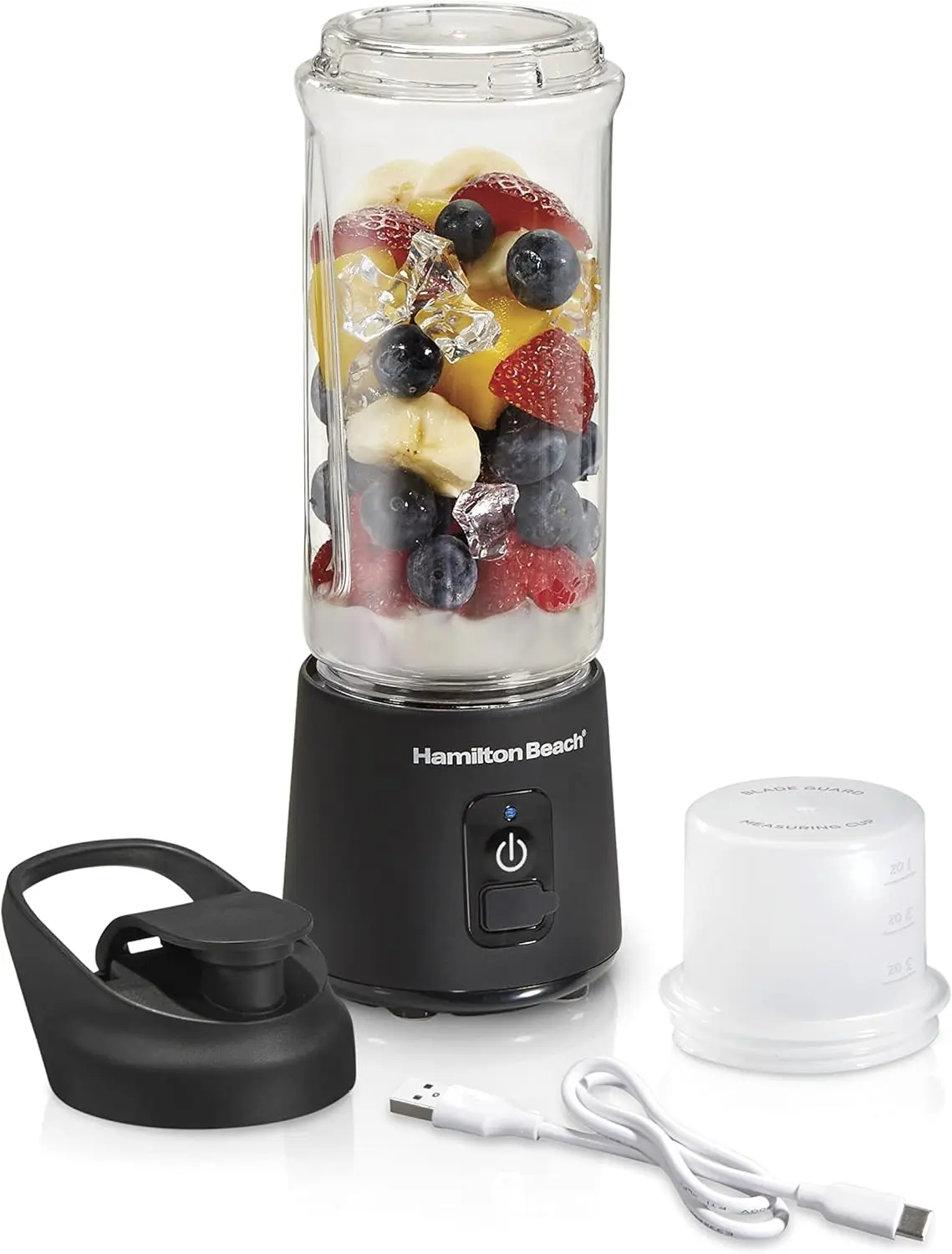 

Portable USB Rechargeable Blender, 16 oz with Leakproof Lid, 6 Stainless Steel Blades, Black