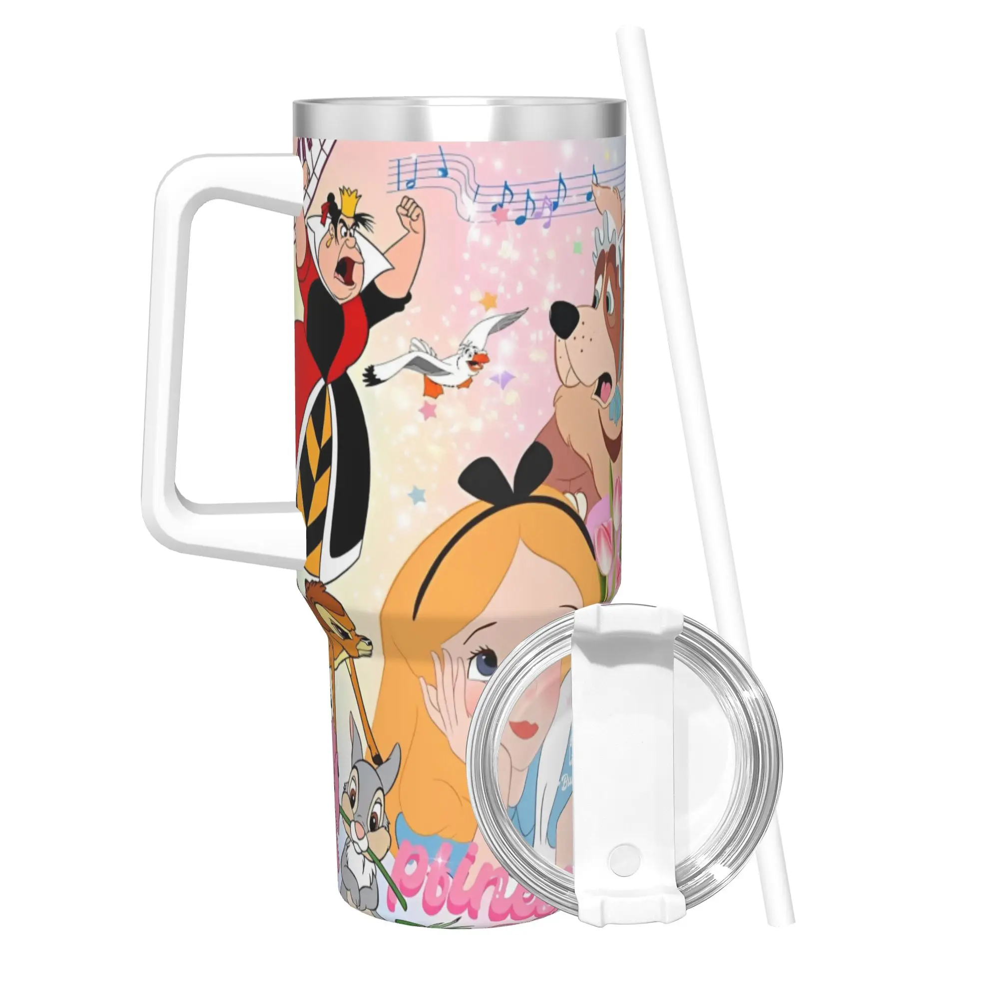 

Изолированный стакан «Алиса в стране чудес» с крышкой, вакуумная термокружка, чашка для офиса и дома, 40 унций