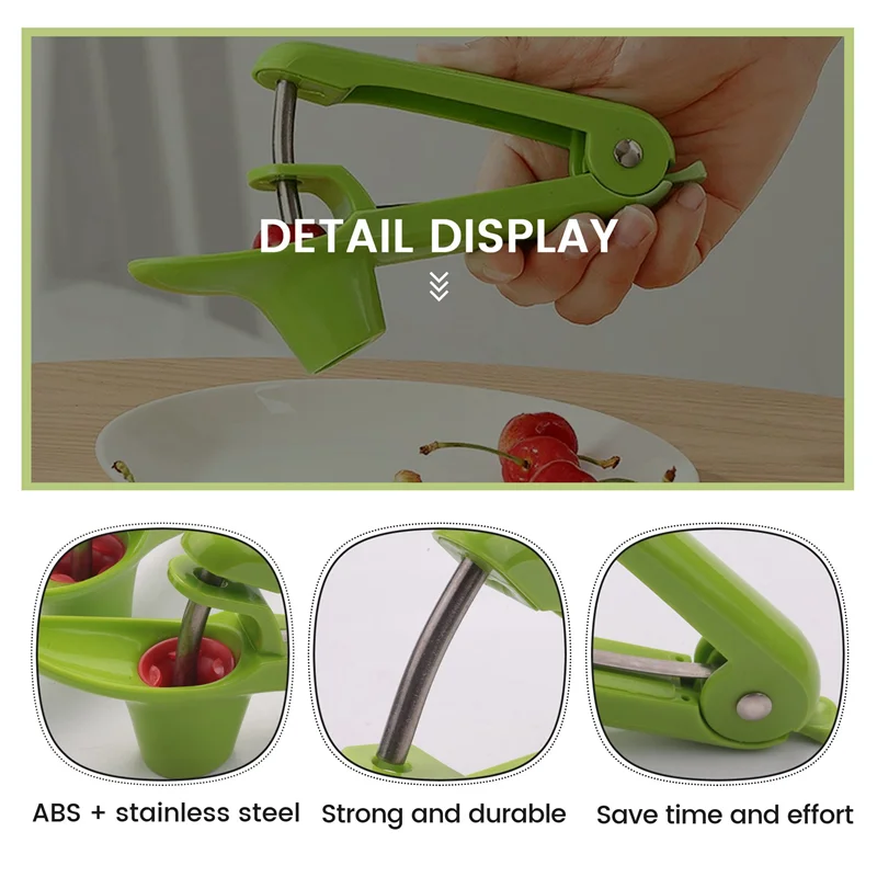 ABFN-2 قطعة أدوات إزالة الكرز أو الحجر، مزيل بيتر الزيتون، أدوات أدوات فواكه مزيل الكرز الأساسية أو البذور (أخضر)