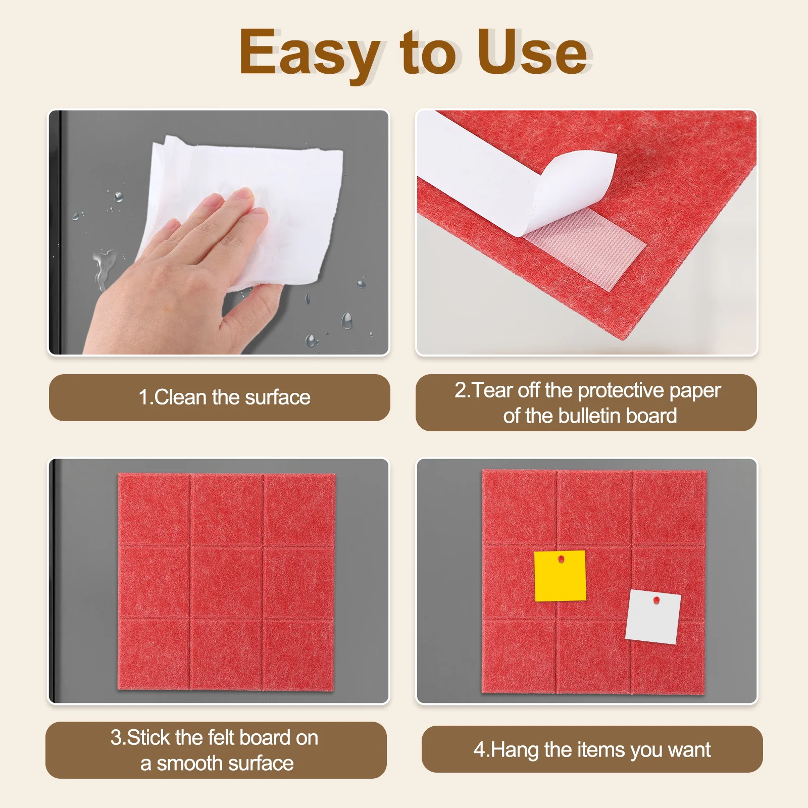6 قطعة 12 "x 12" كبيرة ذاتية اللصق لوحة الفلين البلاط مع 20 دبابيس ضغط ورأى لوحة الإعلانات إشعار ملاحظة مذكرة مجلس ديكور مكتب المنزل #3