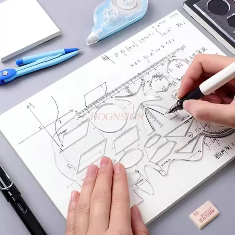 1pcs Flexible ruler, multifunctional function ruler, student drawing ruler, geometric ruler, transparent ruler