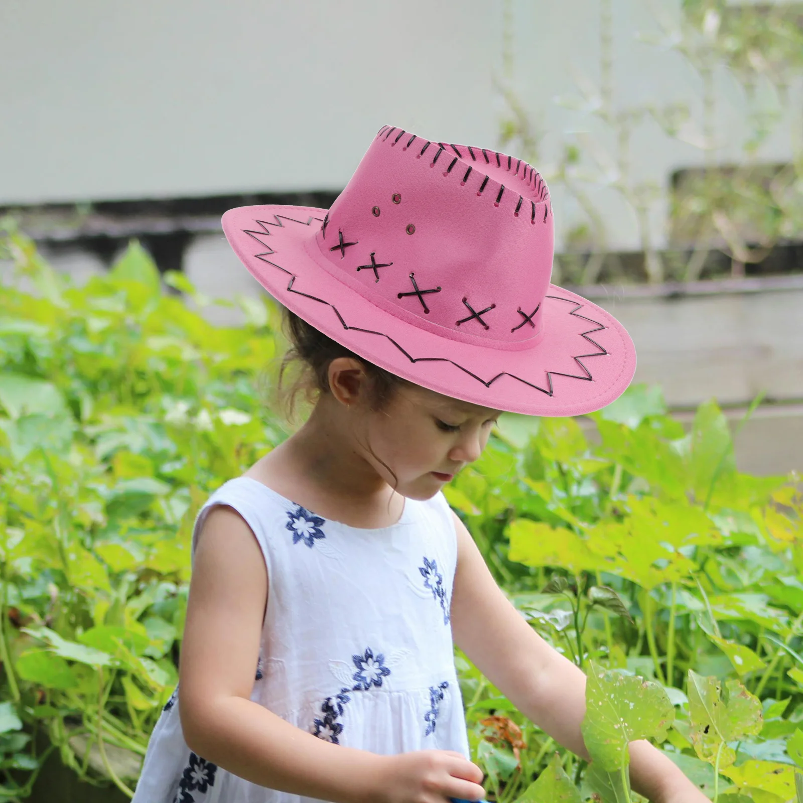 

Kids Summer Hat Cowboy Cowgirl Style Outdoor Party Wearable Decorative Accessory for Festival Costume Performance Use