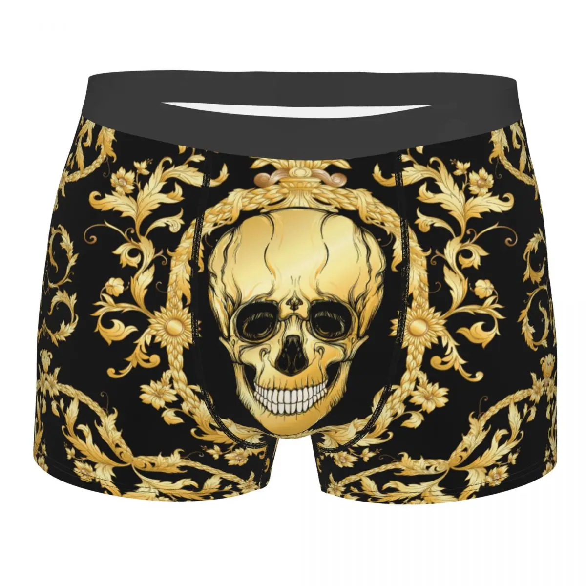 Male Sexy Victorian Frolar With SKull Underwear Europe Baroque Art Boxer Briefs Soft Shorts Panties Underpants