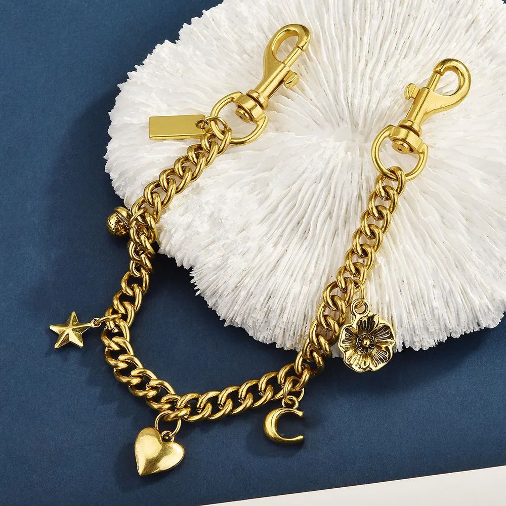 HOLIN Gold Metal Bag Chain Fashion Accessory for Handbags Purse Silver Alloy Cherry Pendant Extend Chain