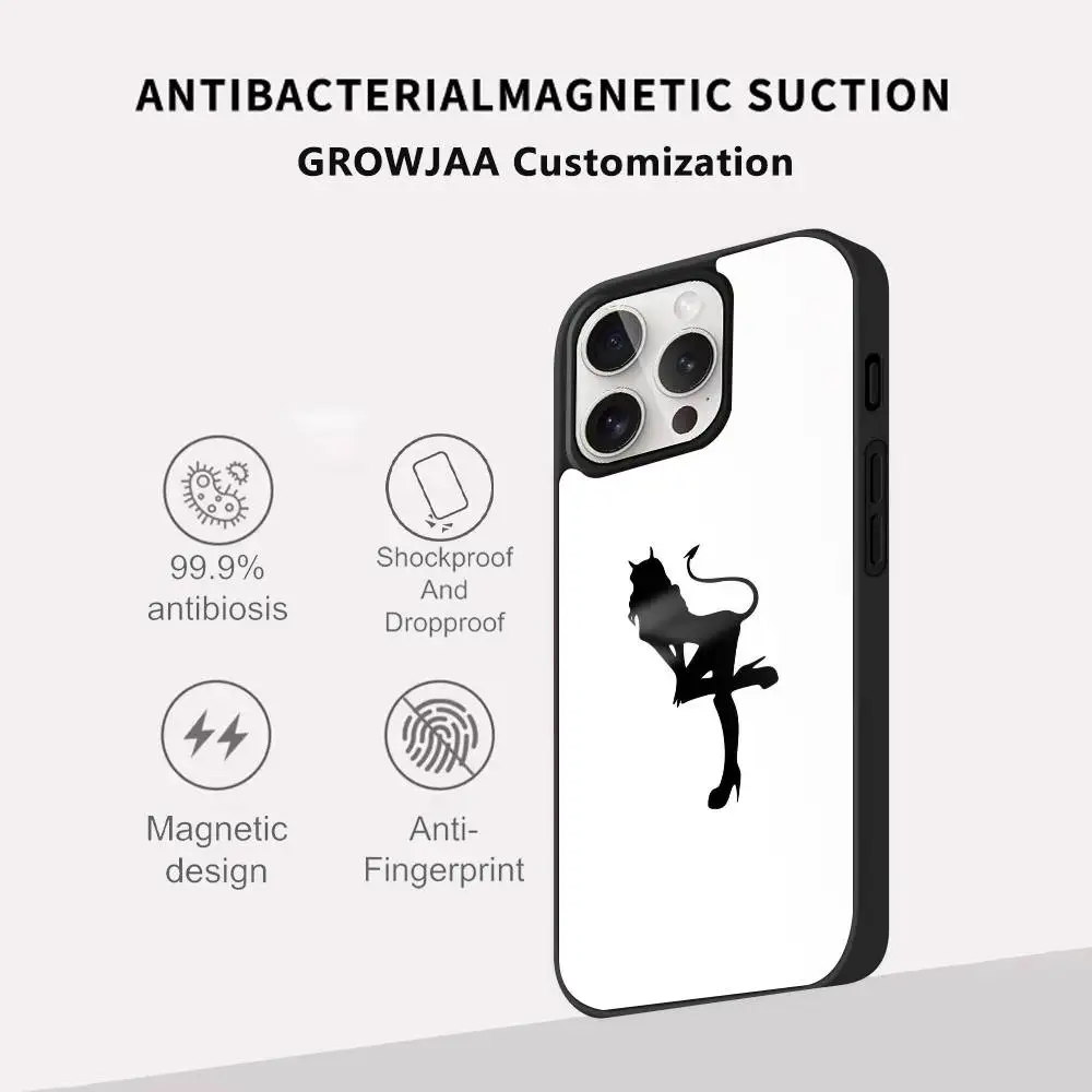 Sexy moda arte logotipo menina caso de telefone para iphone 17 16 15 14 13 12 11 pro max plus mini espelho magsafe sem fio magnético funda