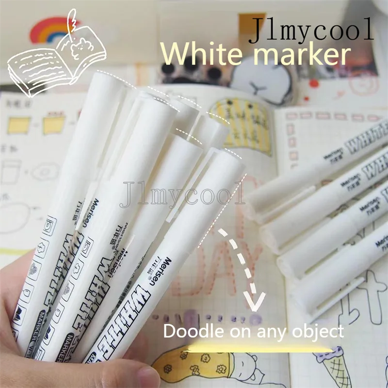

12PCS White Marker Single Head Marker Waterproof Art Painting Marker Students Draw Advertisements Graffiti Logistics Drawing