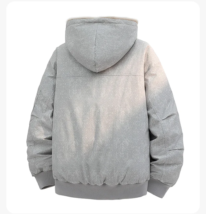 IEFB Snow Wash Warm Cotton Parka For Men Oversized Faux Fur Collar Hooded Casual Thick Winter Outerwear9X4143