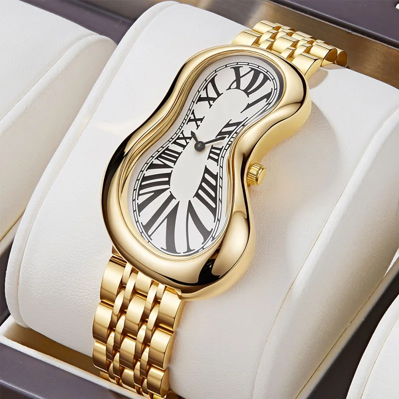 

PINTIME Women Watch Medieval Melting Twist Design European And American Fashion Trends INS Style Women Waterproof Quartz Watch