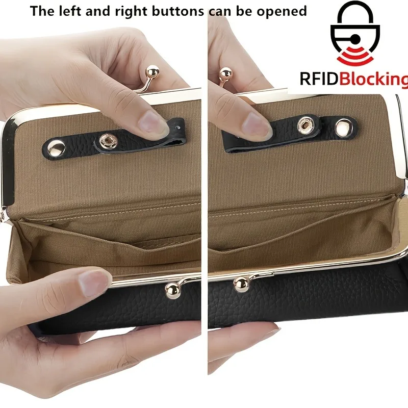 Neutral PU Fashion Jewelry Box RFID Secure Travel Case Attractive Storage Pencil Case with Kiss Lock Ladies Wallet Inner Pocket