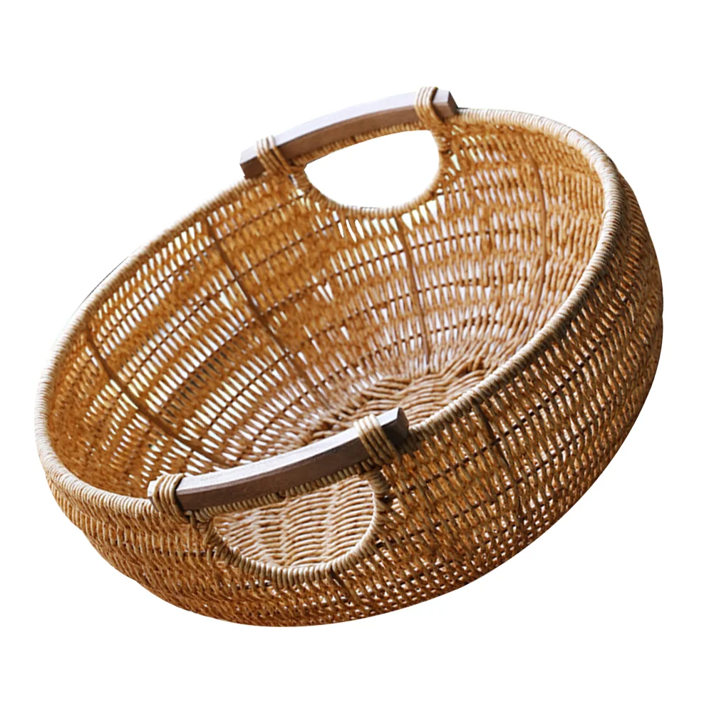 Bread Basket Plastic Fruit Tray Rattan Baskets Storage Wicker Serving Container Shopping
