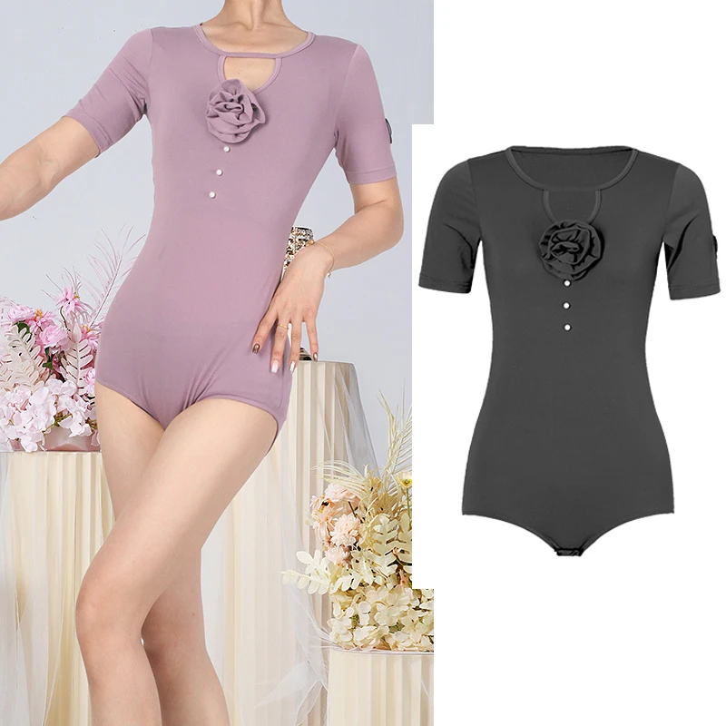 بدلة رقص نسائية بأكمام قصيرة لقاعة الرقص بدلة نسائية للتدريب على الرقص الحديث للبالغين رومبا سامبا ملابس رقص لاتينية SL13391