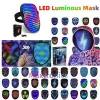 NEW RGB LED Luminous Mask Full Color Face Changing Glowing Mask Halloween Christmas Carnival Costume DJ Light Up Party Cosplay