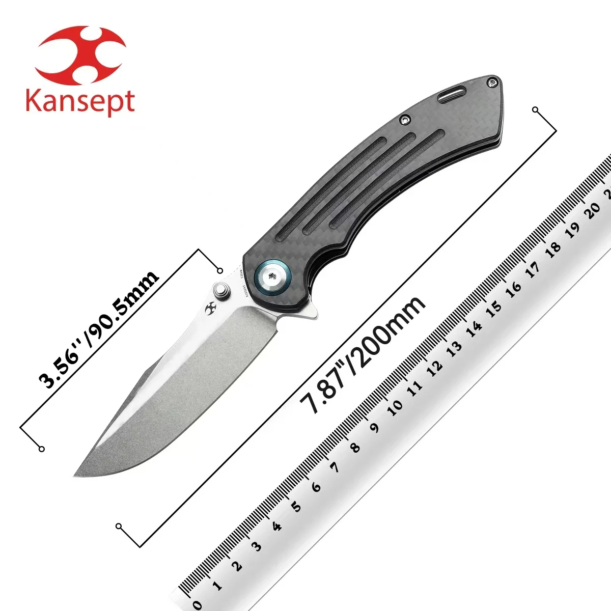 

Складные ножи Kansept K1032 Pretatout 3,56 дюйма CPM S35VN/Damascus Blade с углеродным волокном/G10/янтарной PEI-ручкой, отверстием для большого пальца