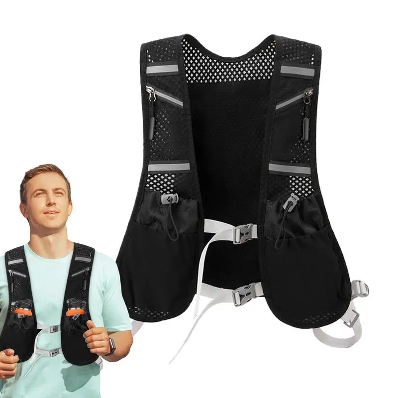 

Lightweight Running Vest Reflective Hydration Pack Running Vest Breathable Water Backpack With Cell Phone Holder Soft Flask