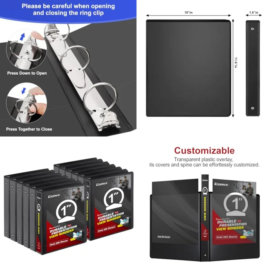 

Sturdy 3 Ring Binder with Clear View Cover,"Round Rg View Bder, PVC-Free, .4mm-Thick, 00 Sheets Capacity of US Letter Size Pape