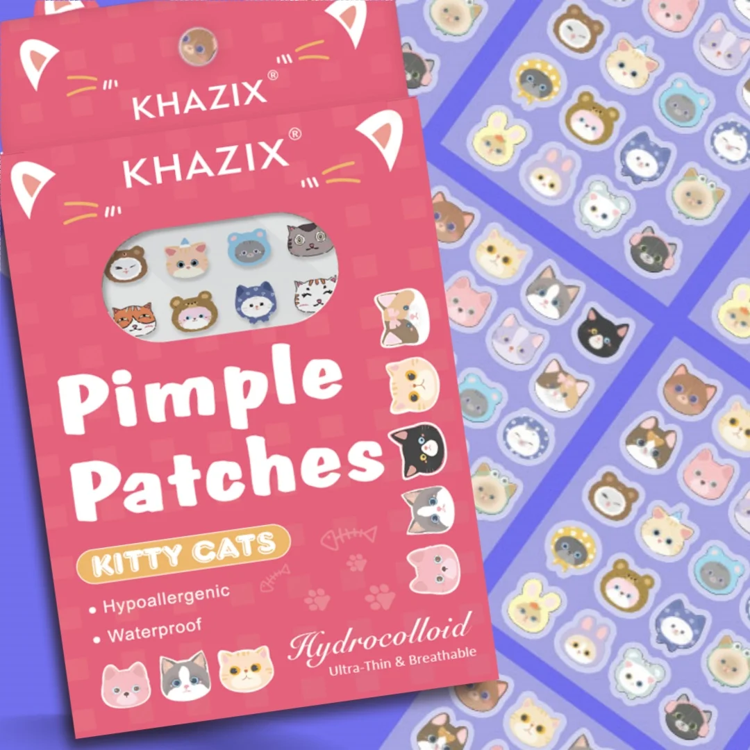 100 قطعة من رقع حب الشباب الوجه الكرتونية، تغطي علامات حب الشباب، سلسلة وردية داكنة، عيوب غير مرئية، العناية بالبشرة الرقيقة.