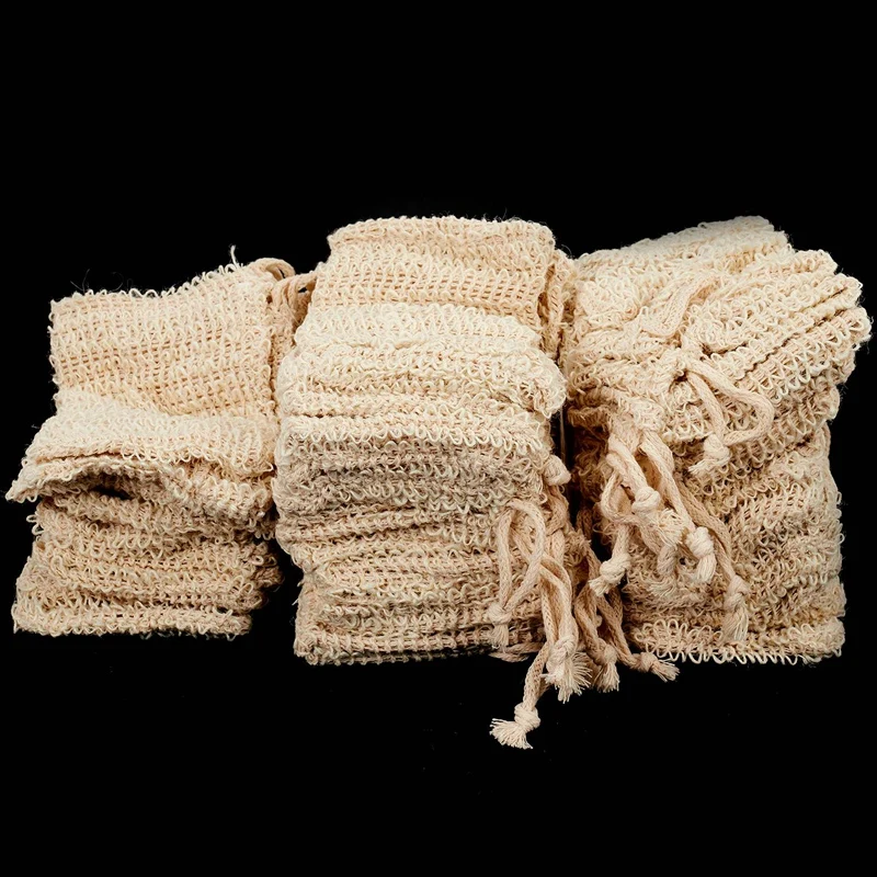 Shower Bath Sisal Soap Bag Natural Sisal Soap Bag Exfoliating Soap Saver Pouch Holder 100Pcs