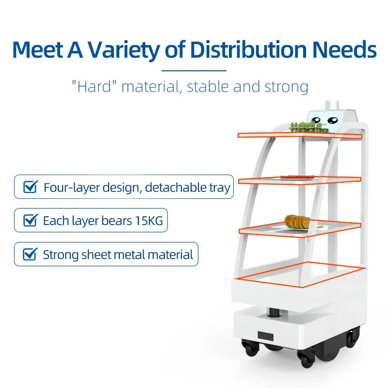 High Capacity Multi Layer Food Distribution Machine Contactless Delivery Food Robot Dessert Delivery Robot For Cafe