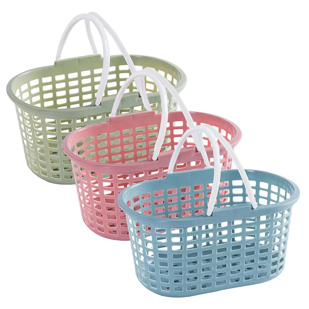 

3 Pcs Bathroom Storage Basket Organizer Travel Shampoo Shopping Portable Shower Sundries The Tote Bag