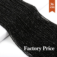 10 Strands Natural Black Spinel Small Beads 2mm 3mm Faceted Round Glass Spacer Stone Beaded Bracelet DIY Jewelry Making Necklace