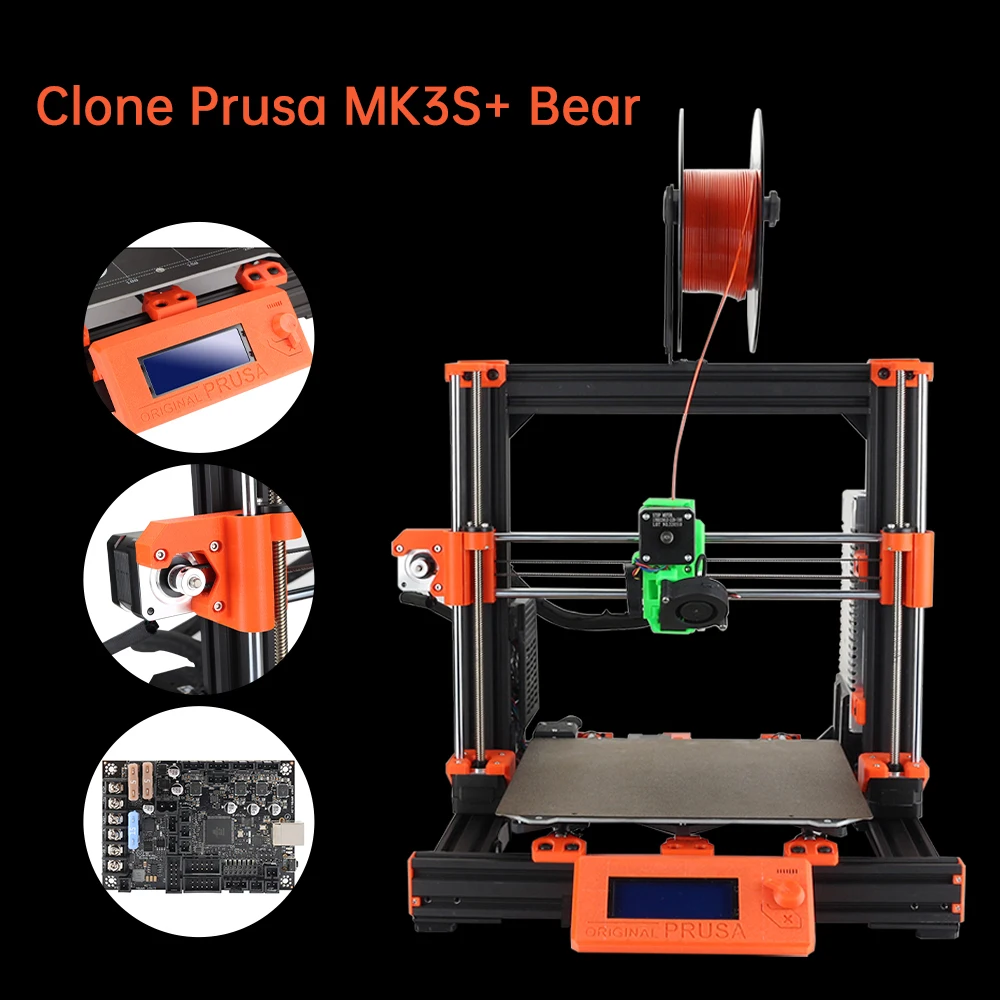 

Clone Prusa MK3S Bear V2.1 3d Printer Upgraded 3d Printer Parts 250*250*210mm Print Area with Super pinda